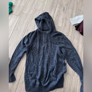 Hooded button down Waffle Sweater